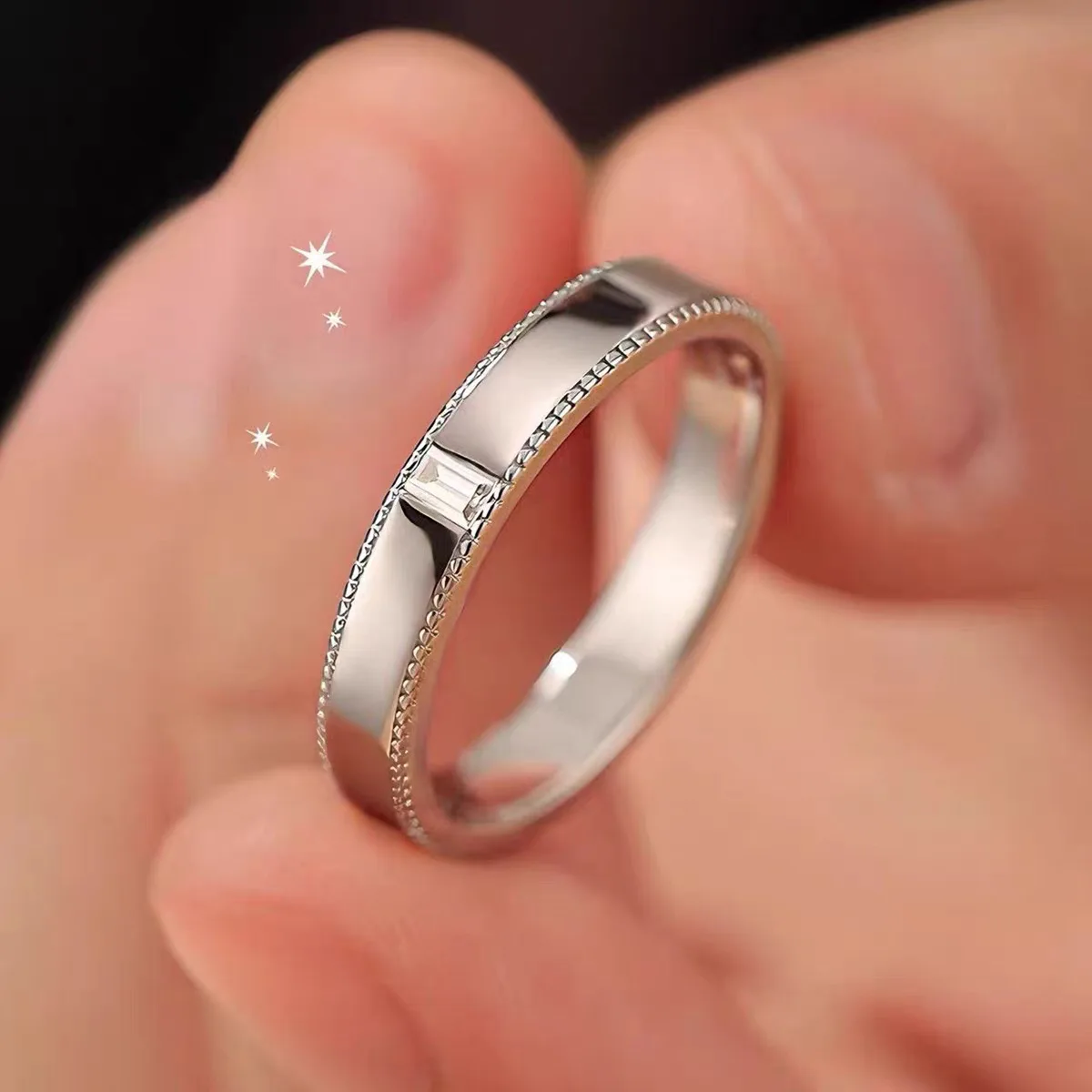 GXTRS Real Moissanite 925 Sterling Silver Rings For Men Sparkling Lab Diamond Engagement Wedding Band 18K Plated Jewelry Gifts