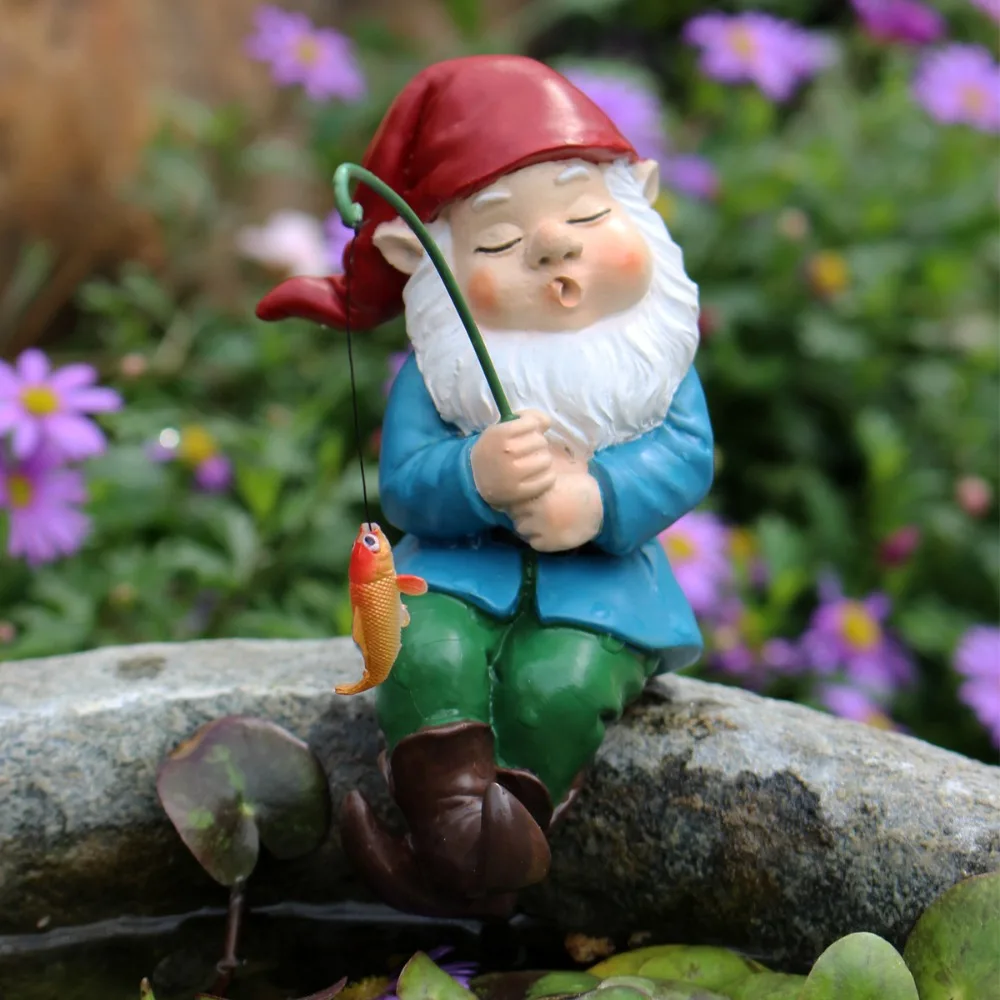 

Creative Sleeping Position Fishing Dwarf Resin Ornaments Outdoor Garden Courtyard Bonsai Micro Landscape Statue Craft Decoration