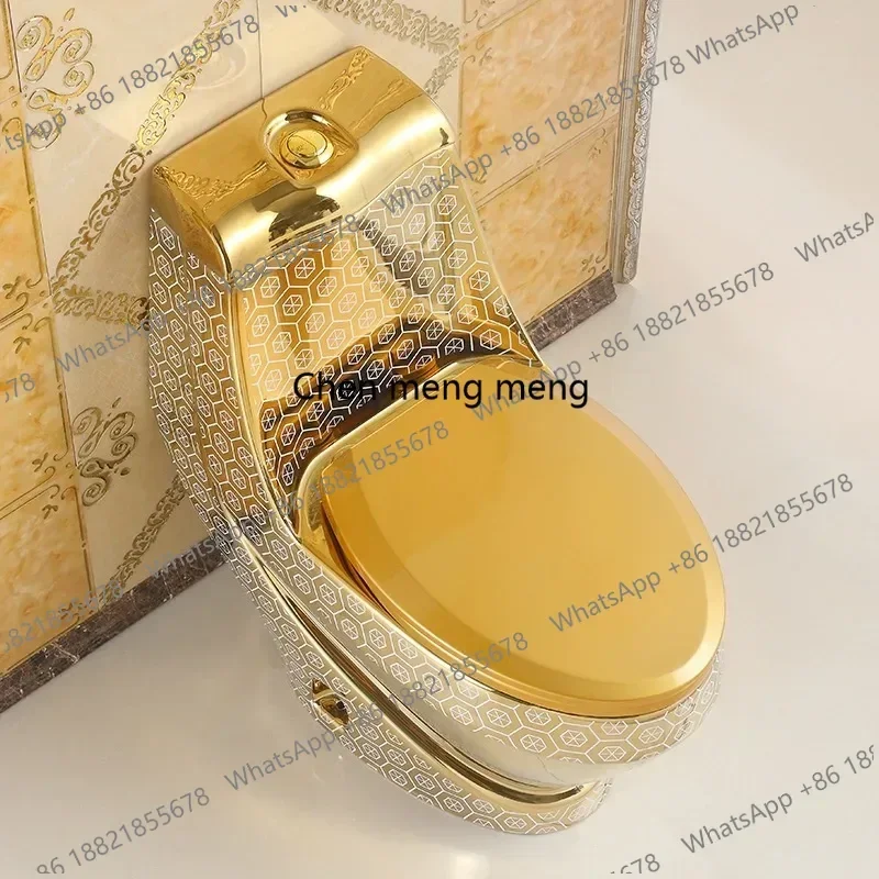 

zHGold Electroplated Toilet Cyclone Flushing with Automatic Features Floor Mounted Elongated Bowl Dual-Flush