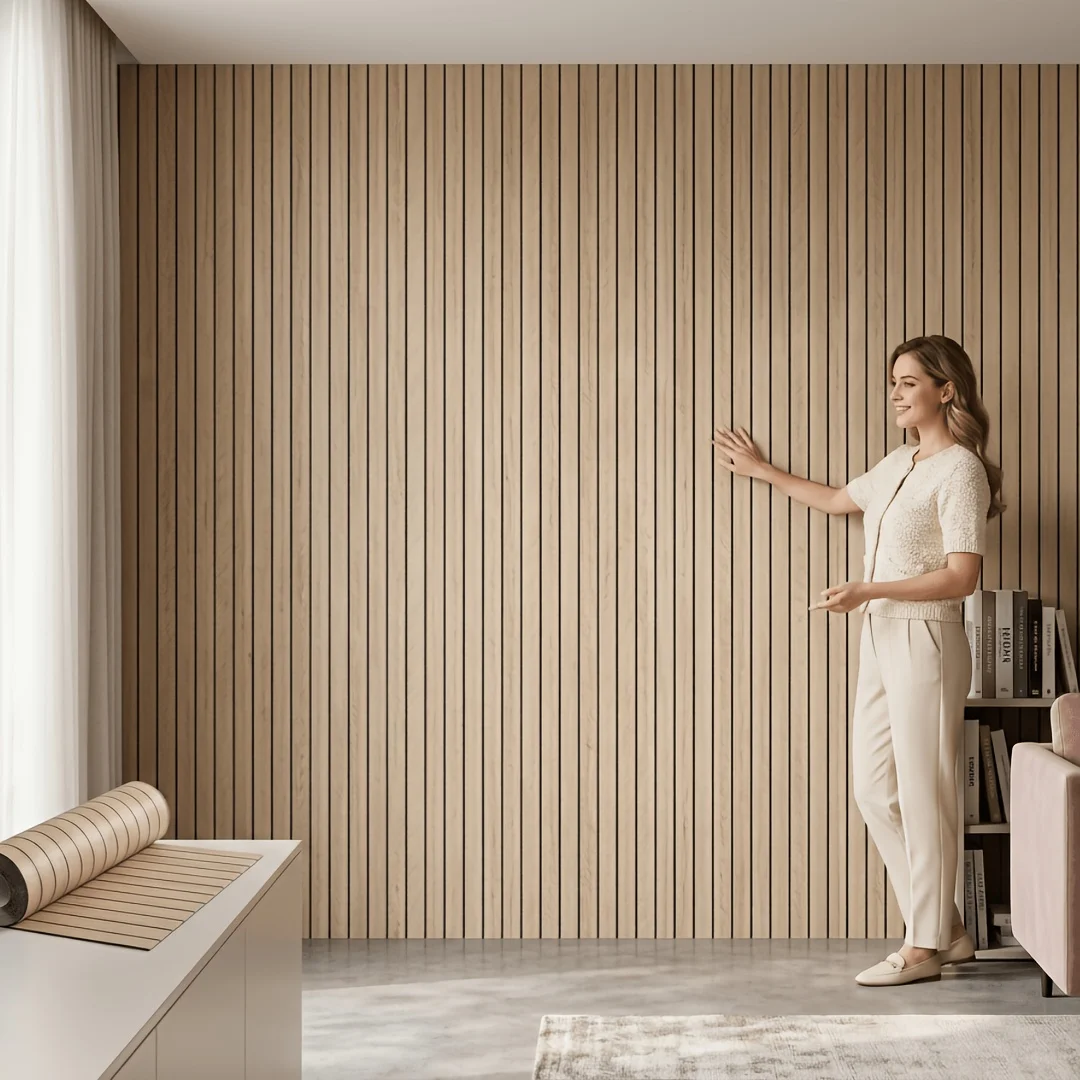1Roll 3D Wood Grain Wall Panels, Self-Adhesive Foam Thickened Wallpaper, Home Decoration Wall Stickers, Suitable for Renovation