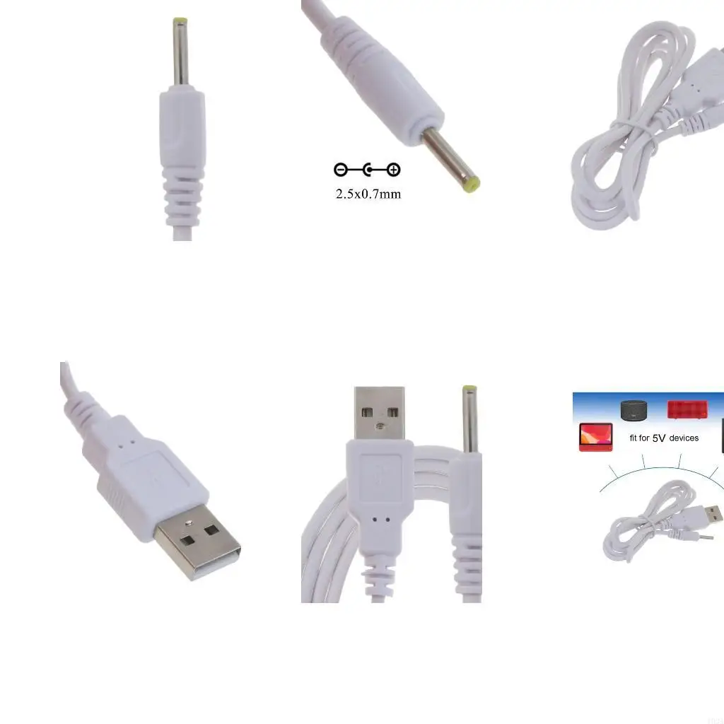 193A 5 V USB-A Power Cable with Center-Positive, Outer-Negative Input Requirements and a White Finish for Easy Identification