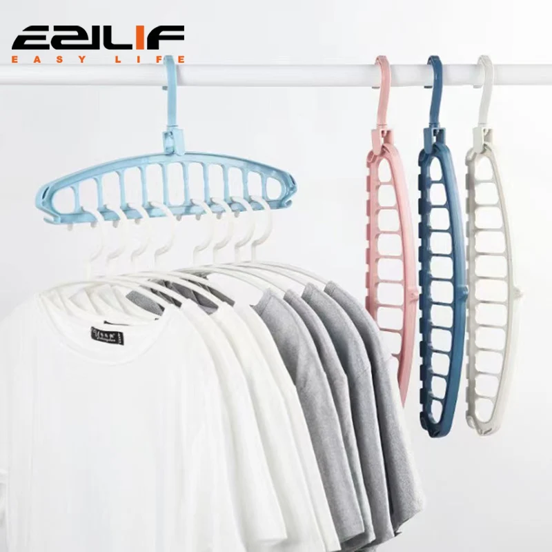 Foldable 11‑Hole Clothes Hanger Multi‑Layer Space‑Saving Closet Organizer Household Dorm Wardrobe Clothe Storage Rack Home Tool