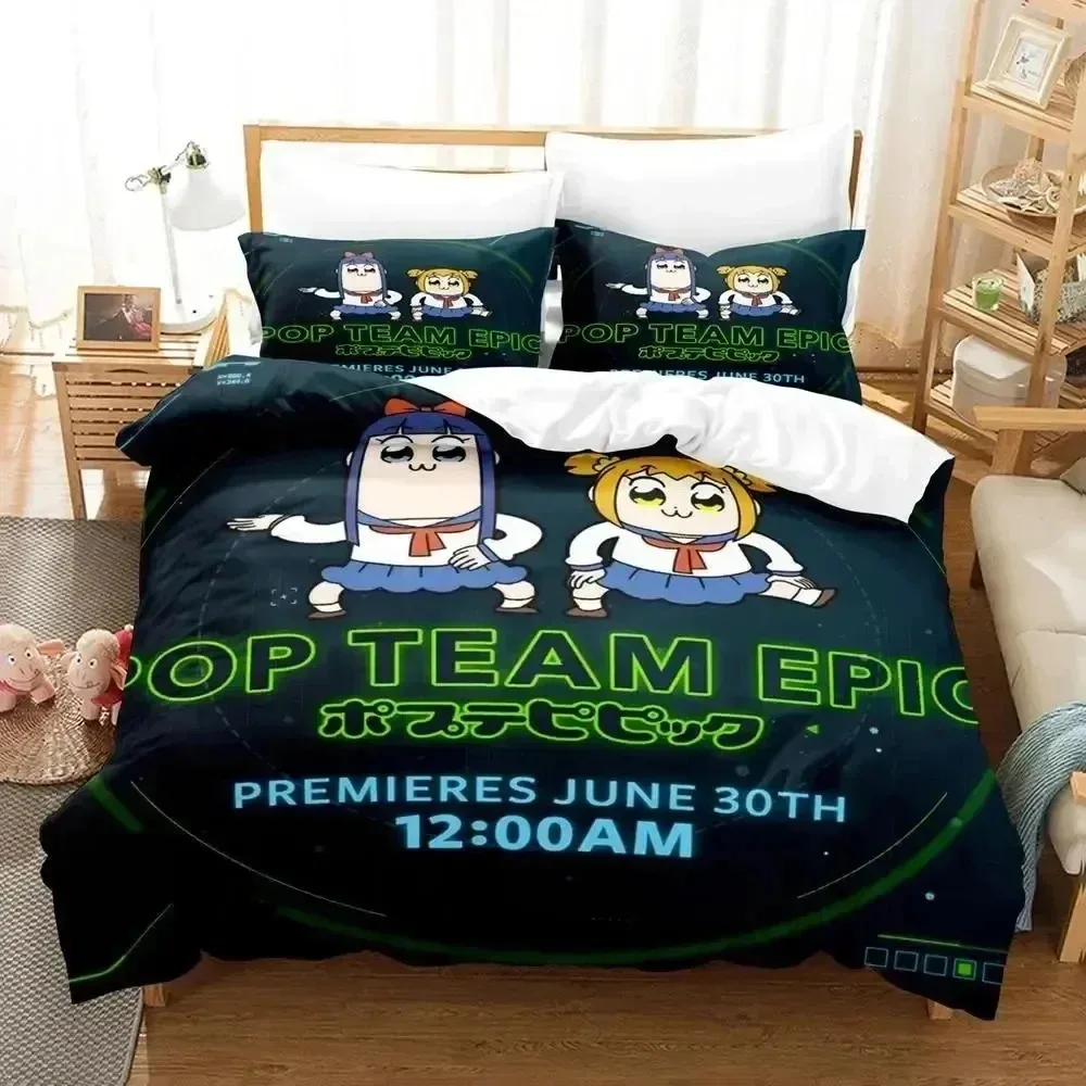 

3D Print Anime Pop Team Epic Poputepipikku Bedding Set Bedroom Soft Modern Bedspreads Comefortable Duvet Cover Quilt Pillowcase