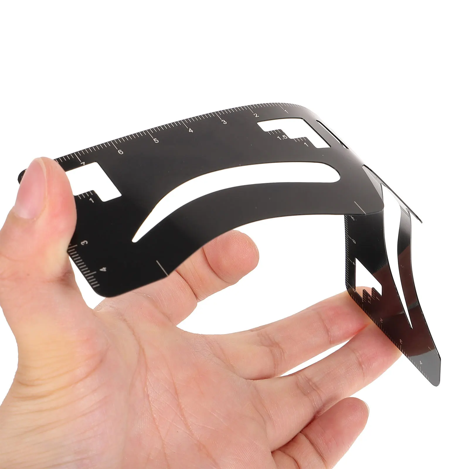 Strumento per righello per sopracciglia Guida di misurazione in metallo per sopracciglia perfette Stencil per modellare Adesivo adesivo per modello di posizionamento per trucco fai-da-te
