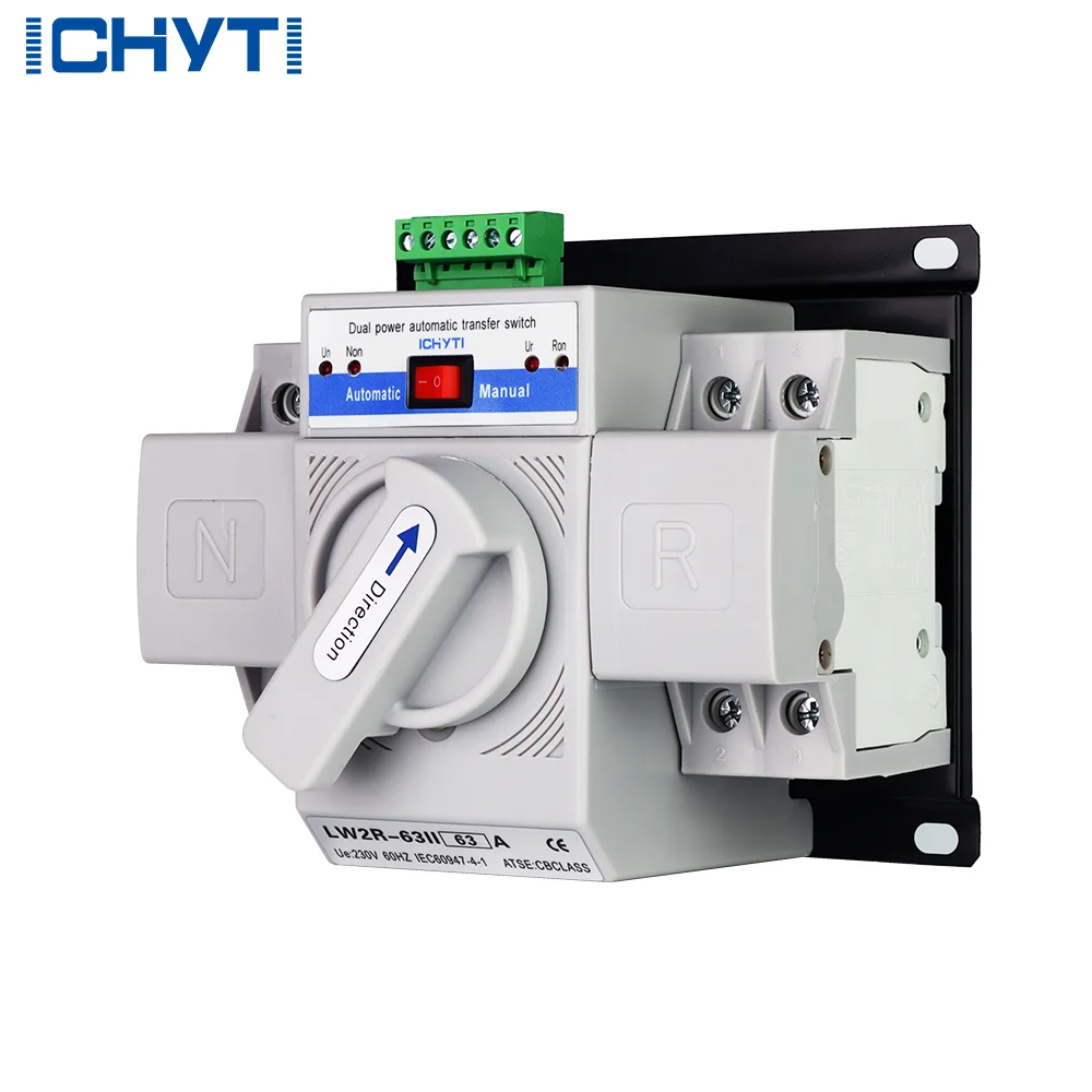 2PCS CHYT LW2R-63 2P 3P 4P AC 230V 400V 63A MCB Type Dual Power CB Class ATS Change Over Switch Automatic Transfer Switch