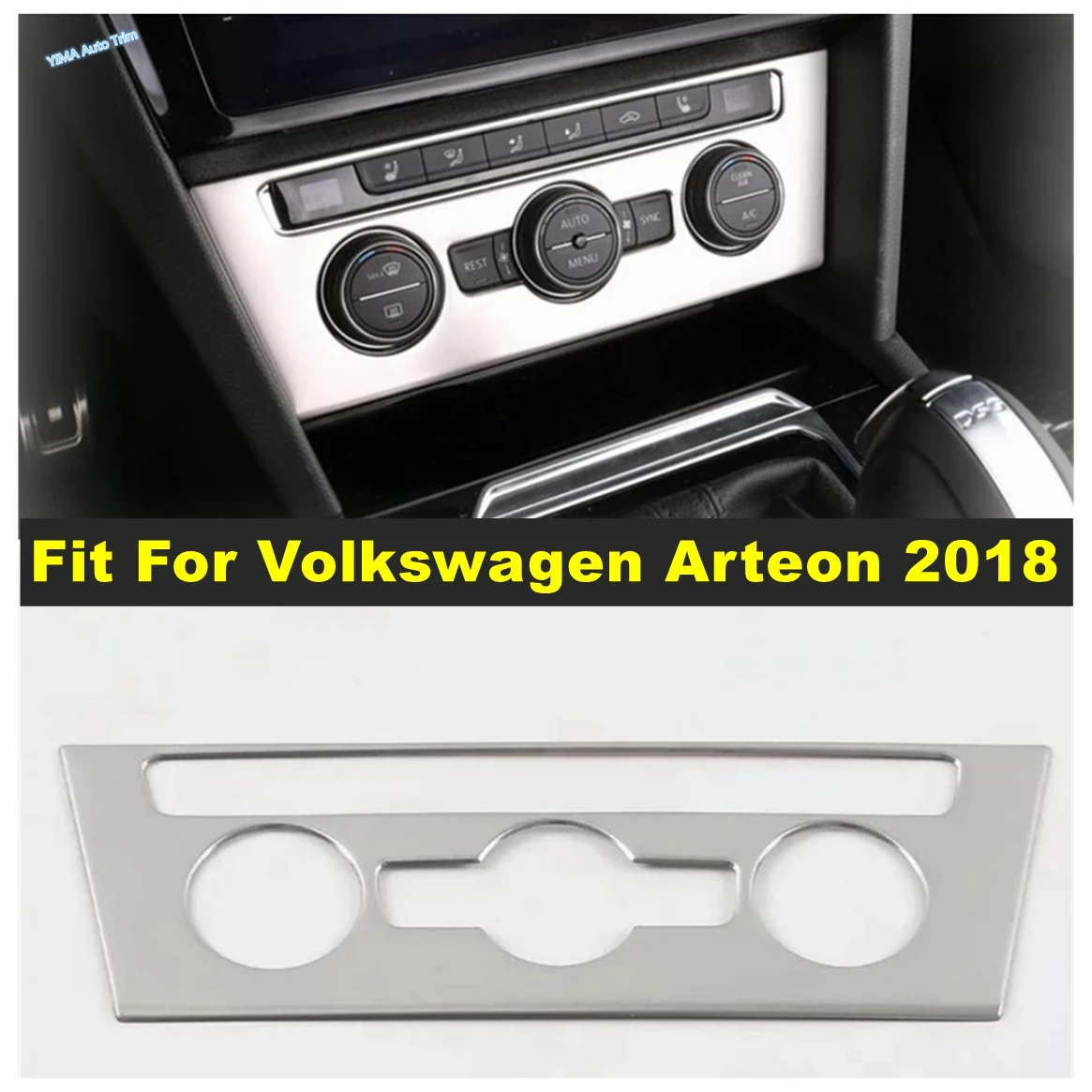 

Car Middle Control Air Conditioning Switch Frame Cover Trim Fit For Volkswagen Arteon 2018 - 2020 Stainless Steel Accessories