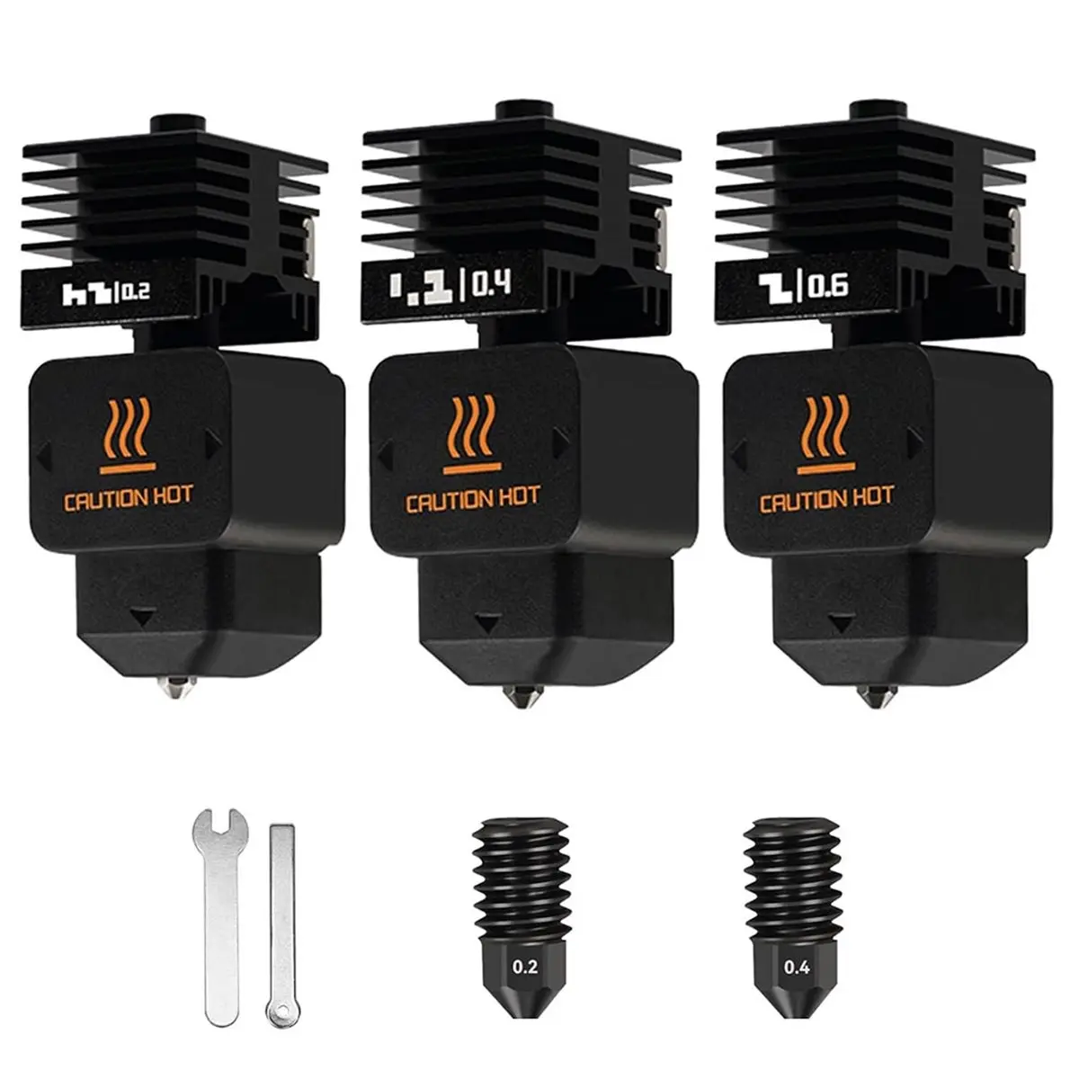 DT597 STOCK-H2D Hotend 0.2/0.4/0.6mm for H2D Hotend 3D Printer Replaceable Nozzle Hardened Steel Nozzle Kit