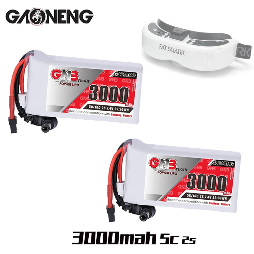 GNB 2S 7.4V 3000mAh 5C/10C indicatore di alimentazione della batteria Lipo per occhiali Fatshark Dominator Skyzone FPV occhiali RC droni batteria