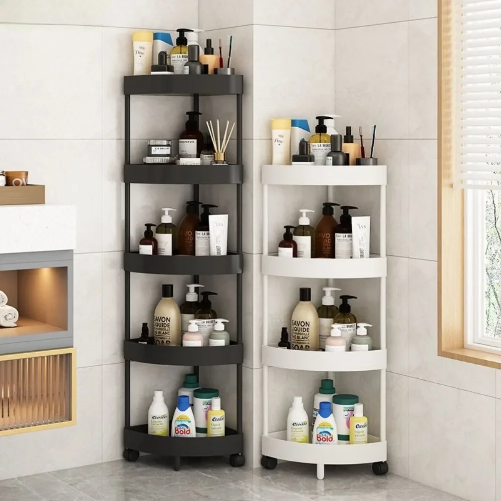 Movable Bathroom Corner Triangle Shelf Floor Standing Toilet Multi Story Storage Rack Multi Layer Triangle Storage Cabinet