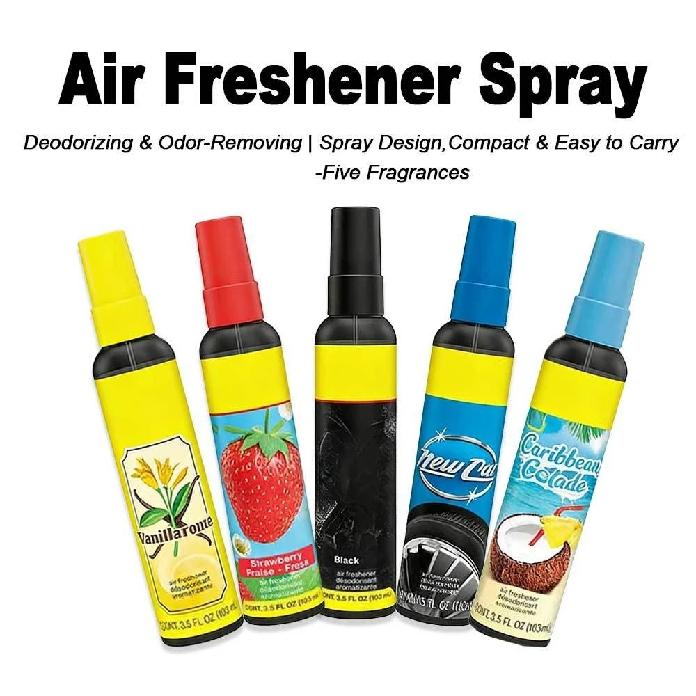 Five fragrances car air freshener spray, portable bottle, deodorizing and refreshing, refreshing driving experience