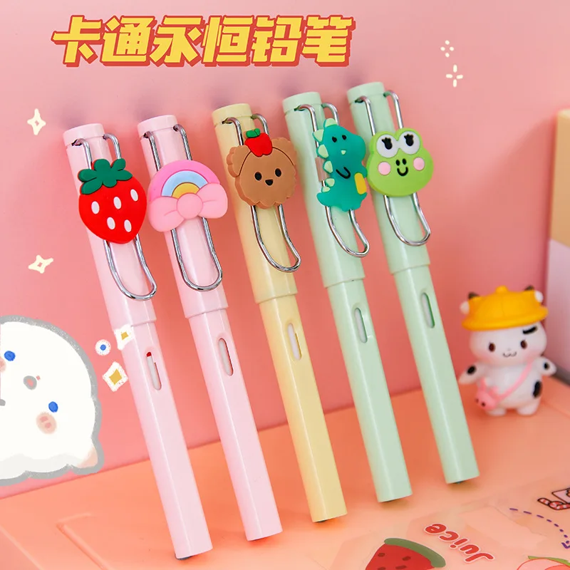 

Eternal Pencil Cute Stationery Kawaii School Supplies Cartoon Infinity Pencil with Fruits Animal Decoration for Kids