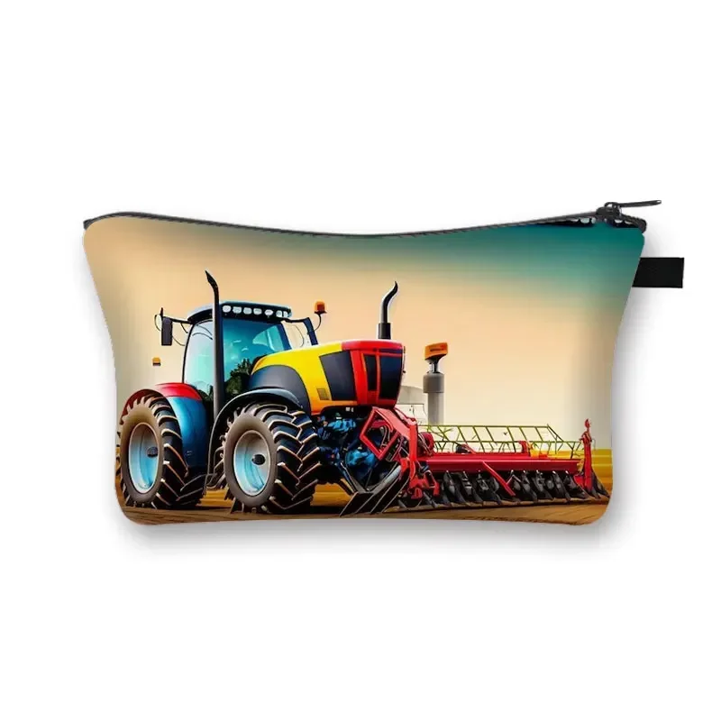 Play with Tractor Cosmetic Bag Farm Tractor Cosmetic Case Harvest Tractor Makeup Box Storage Pouch Makeup Bag Woman Wallet