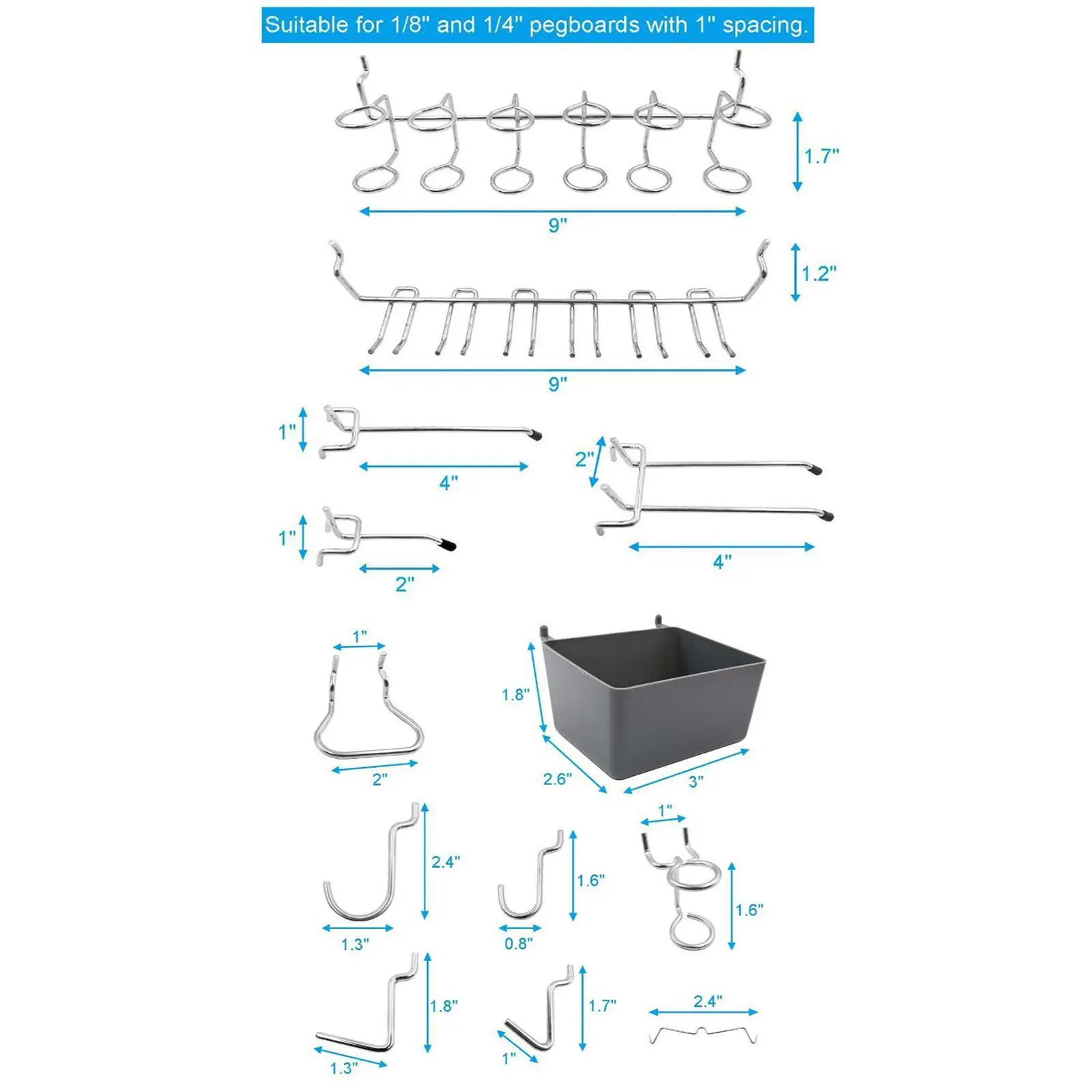 80Pcs Pegboard Hooks Assortment Set Pegboard Accessories Organizer Workbench Hanging Storage Kitchen Basement Workshop Hanger