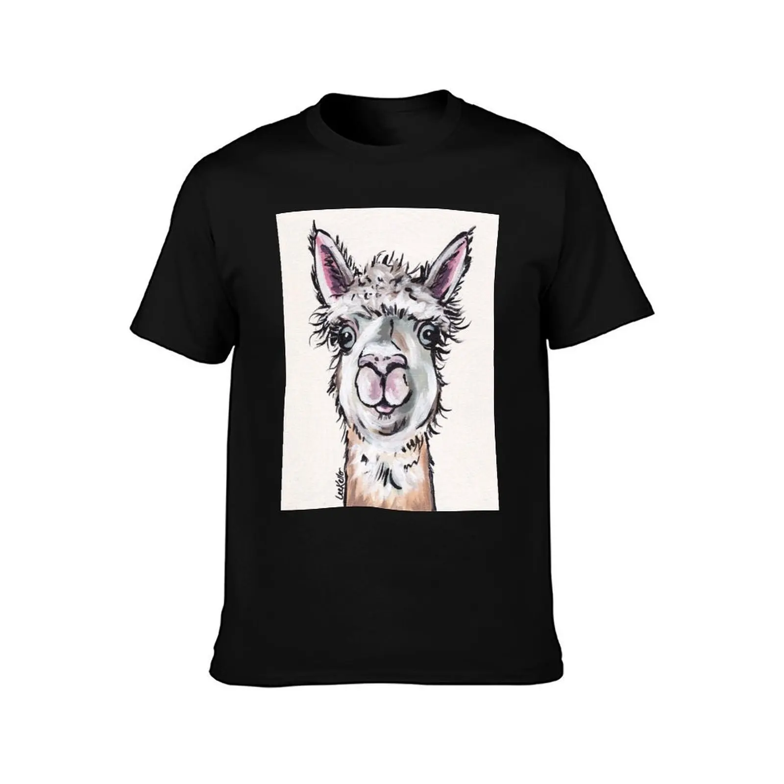 Maggie the Alpaca T-Shirt, Summer Casual Cotton Tee, Oversized Streetwear Tops, Vintage Graphic Print, Loose Fit Short Sleeve