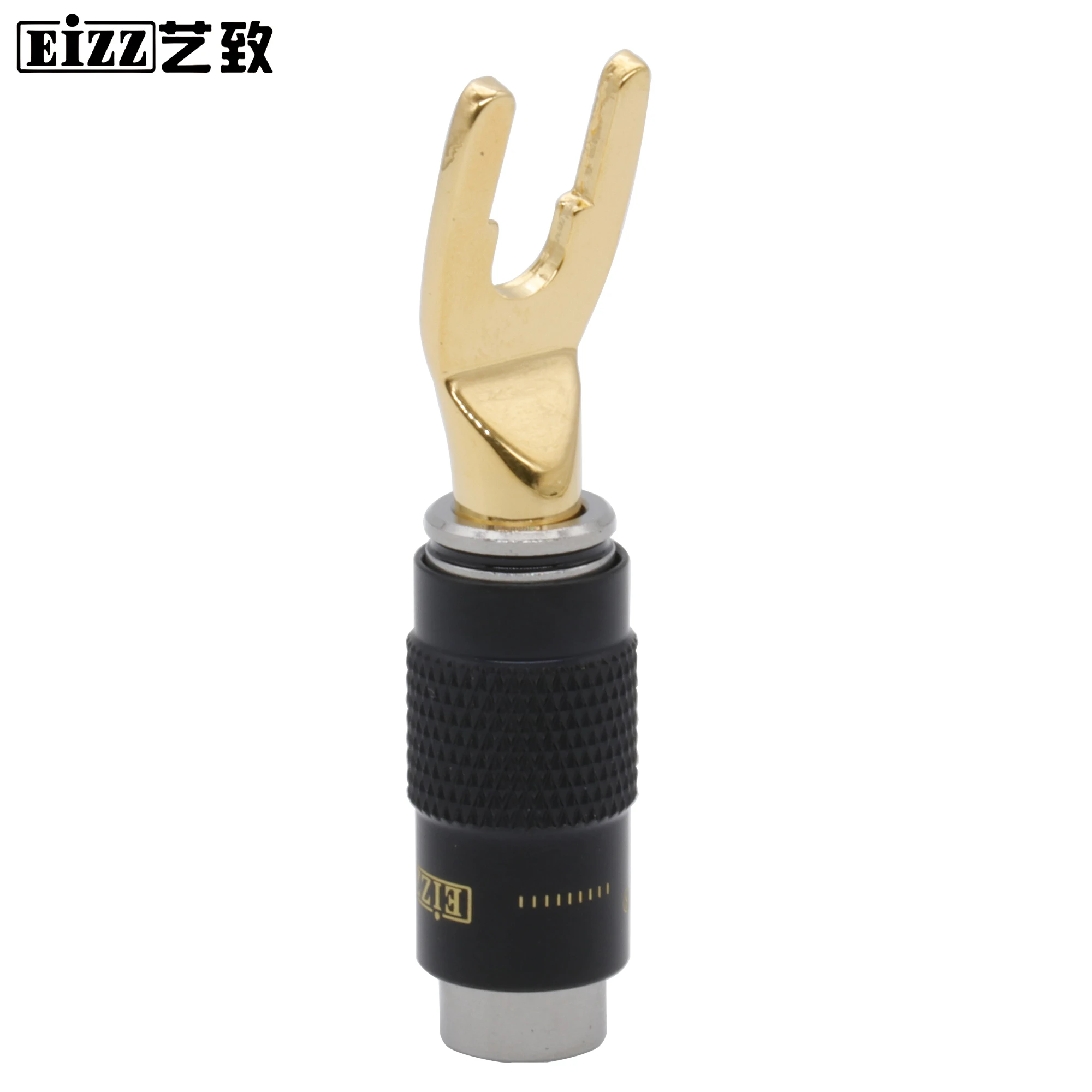 4pcs EIZZ Male Fork Banana Plug Connector Platinum Gold Plated Copper 7mm Speaker Cable Wire Terminal Binding Post HIFI DIY