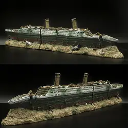 Aquarium Fish Tank Titanic Boat Ornament Landscape Decorations Shelter