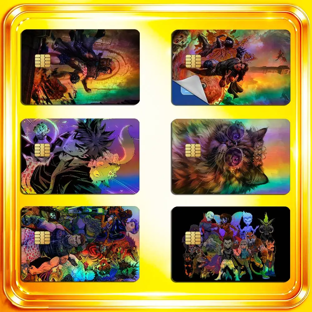 Dungeon Crawler Carl Credit Bank Sticker ID Access Card Cover Skin Rainbow Color Laser Stickers Film