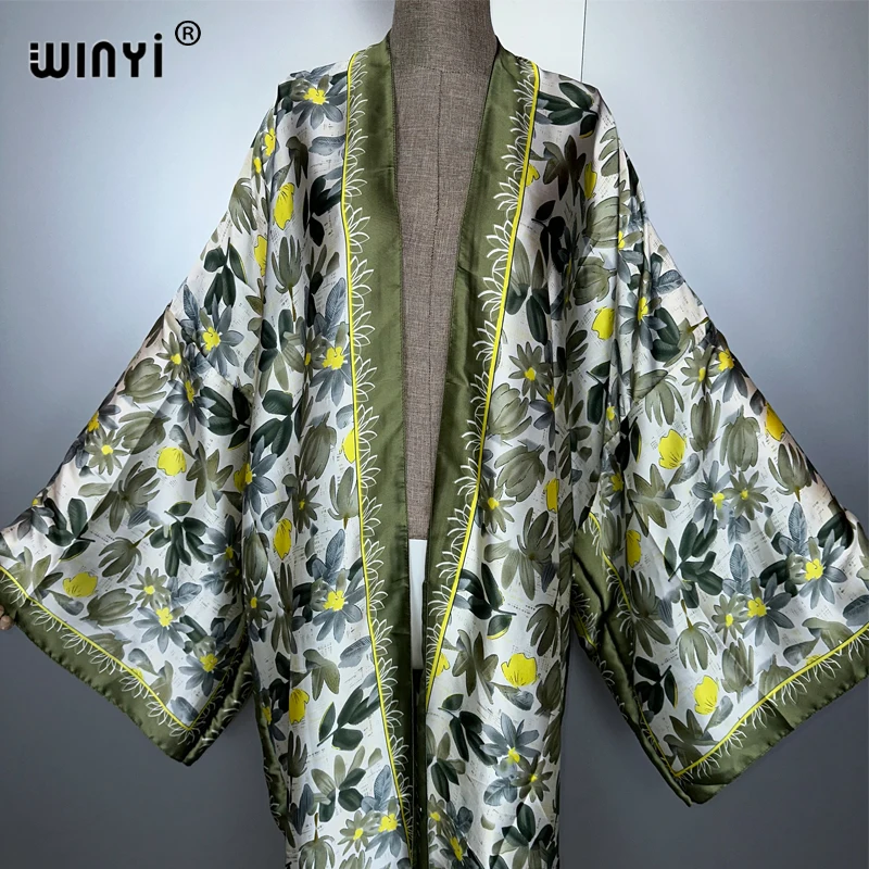 Winyi quimono africano feminino verão impressão muçulmana cardigan boêmio solto abaya casual praia cobrir boho vestido festa kaftan