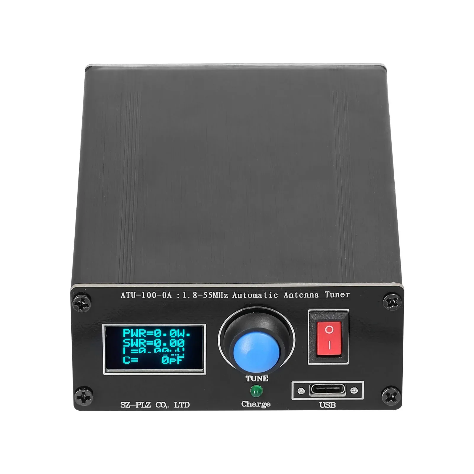 ATU-100-0A 1.8-55MHz Mini Automatic Antenna Tuner 0.91inch OLED Display Aluminum Alloy Outcase with1500MAh Battery