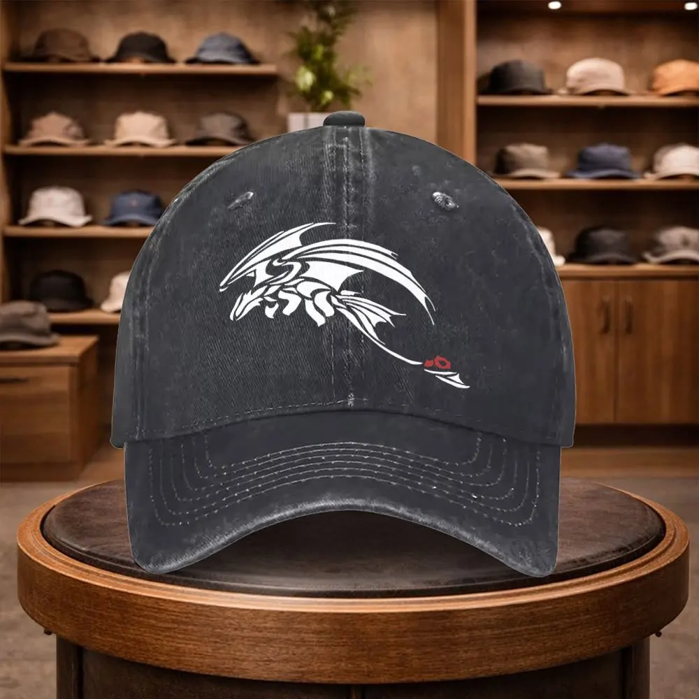 1 Men's White Flying Dragon Baseball Cap, Outdoor Fashion Adjustable Casual Hat, Urban Style Lightweight Fashionable Duckbill Ca