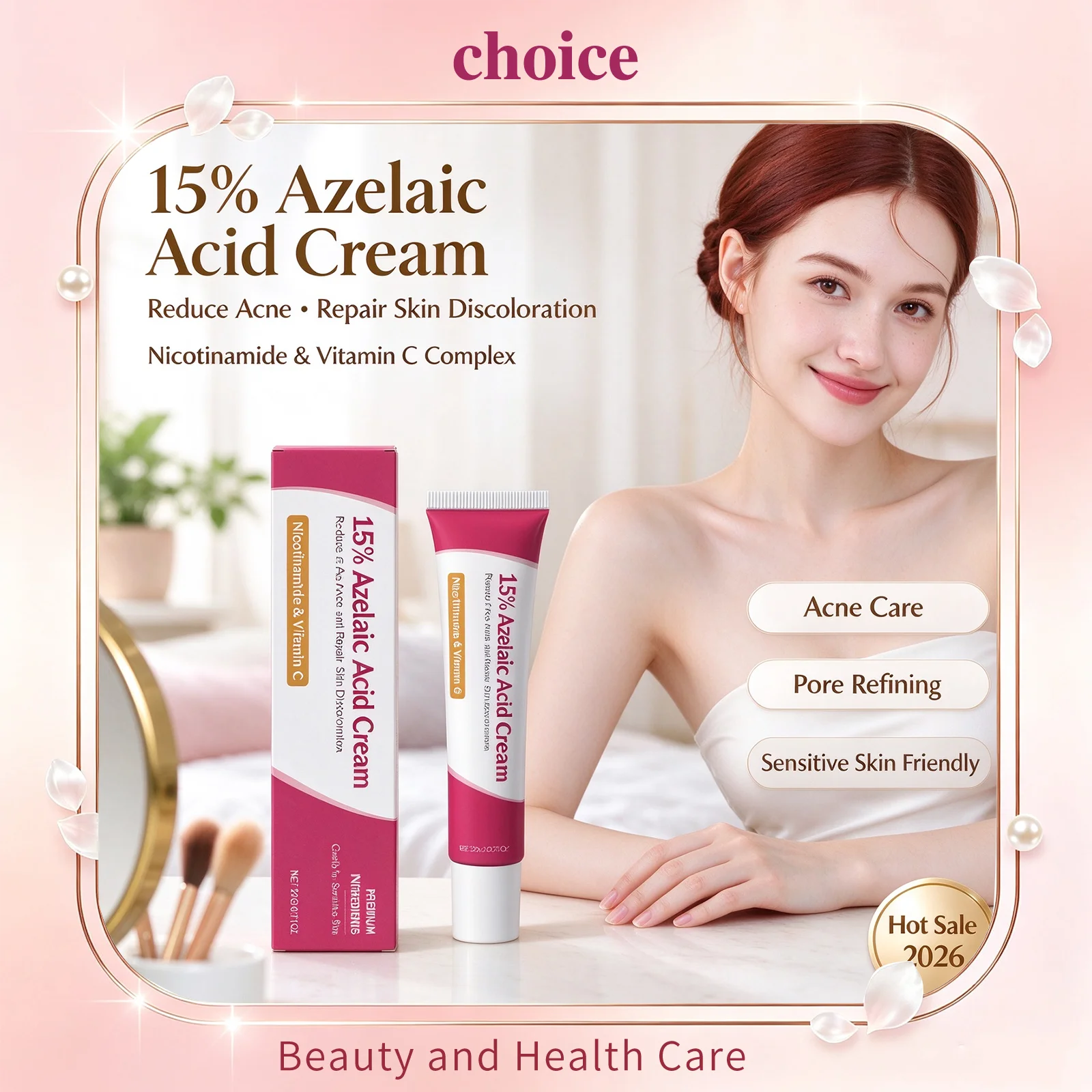 15% Azelaic Acid Face Cream Acne Treatment Cream Pore Shrink Blackhead Remover Repair Skin Barrier Oil Control Facial Cream 20g
