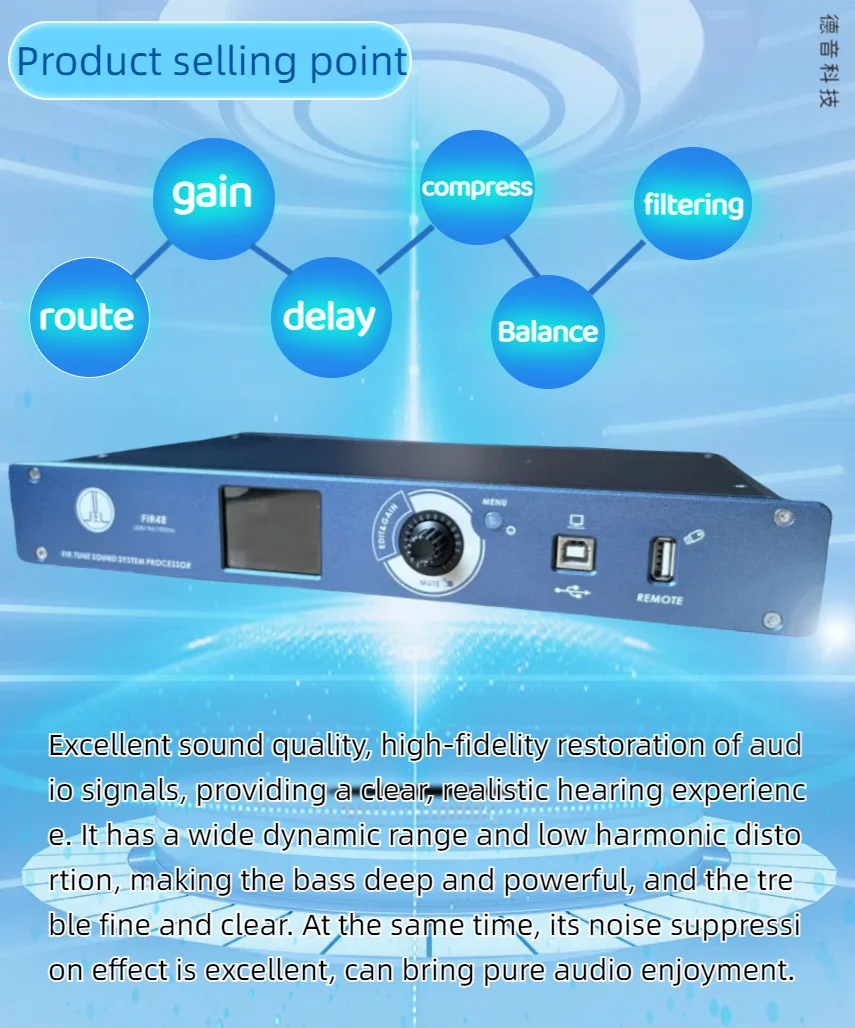 Imagem -03 - Filtro All-pass Fir em Saídas Portão de Ruído Balanceado Anti-uivo Alto-falante de Matriz de Linha Profissional Processador de Áudio Digital Adsp21489 Atraso Ganho Divisão de Frequência Limitador de Compre