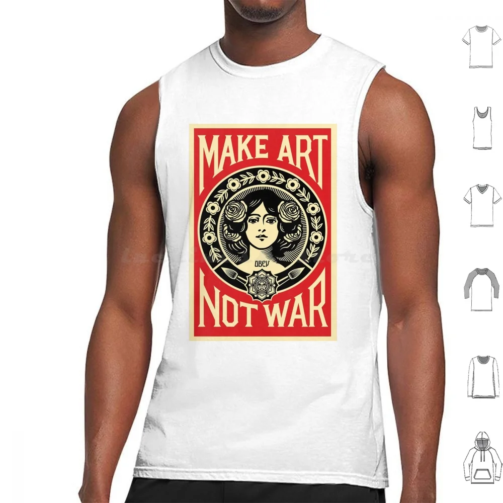 Make Art Not War Tank Tops Print Cotton Signs Red Black No War Peace Message World Not Artis Peace Sign