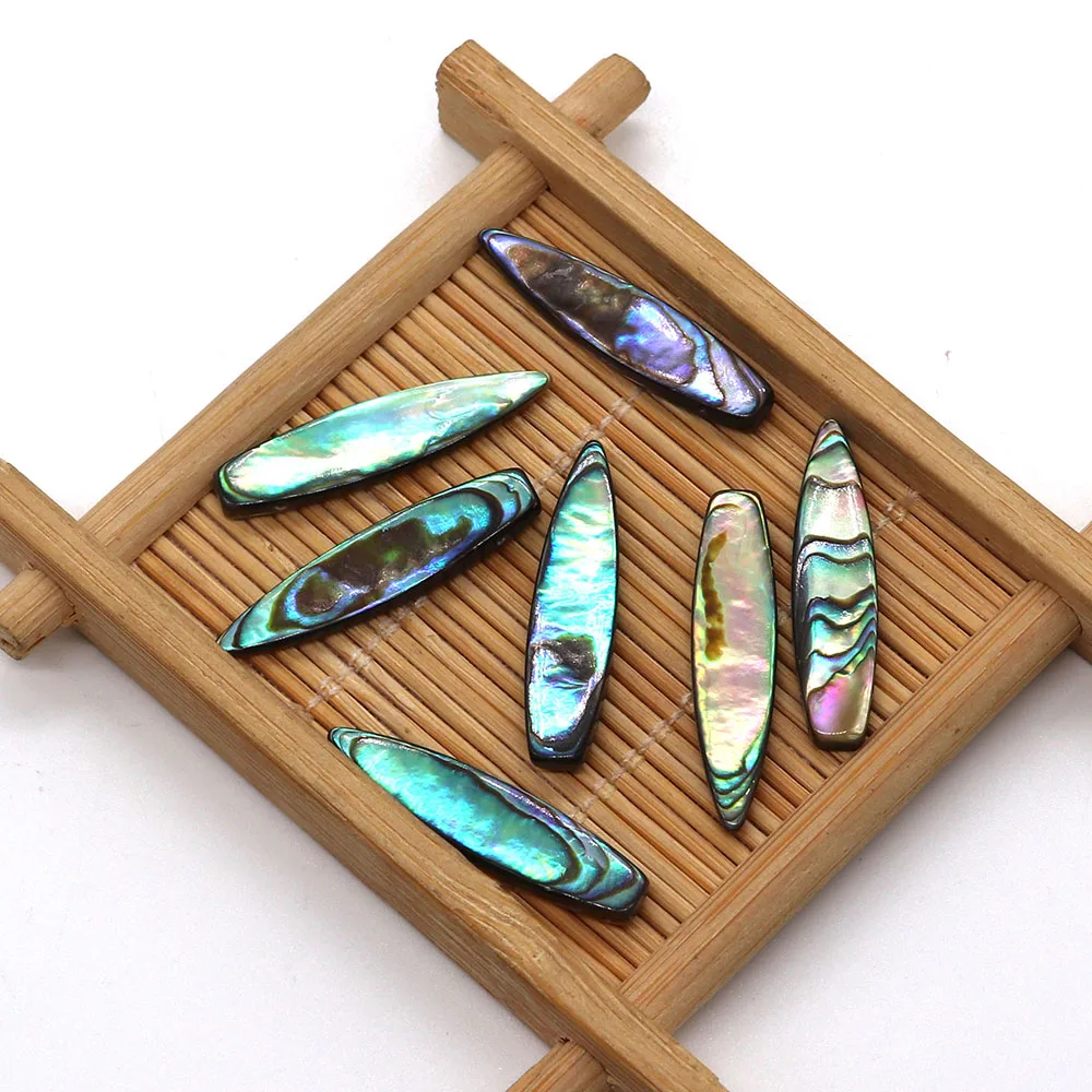 Natural Abalone Shell Horizontal Hole Long Leaf Shaped Colorful Beads 7x30mm Charm Making DIY Necklace Bracelet Ladies Accessory