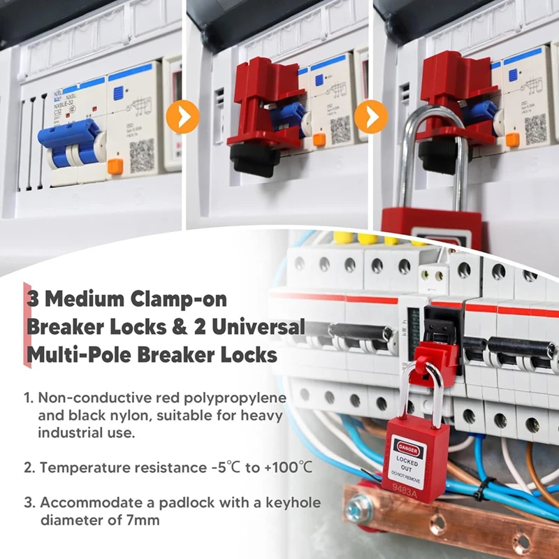طقم قفل تاجوت BAAG، أقفال أمان، قفل توصيل، مشبك تشغيل وأقفال قواطع دوائر متعددة الأقطاب عالمية