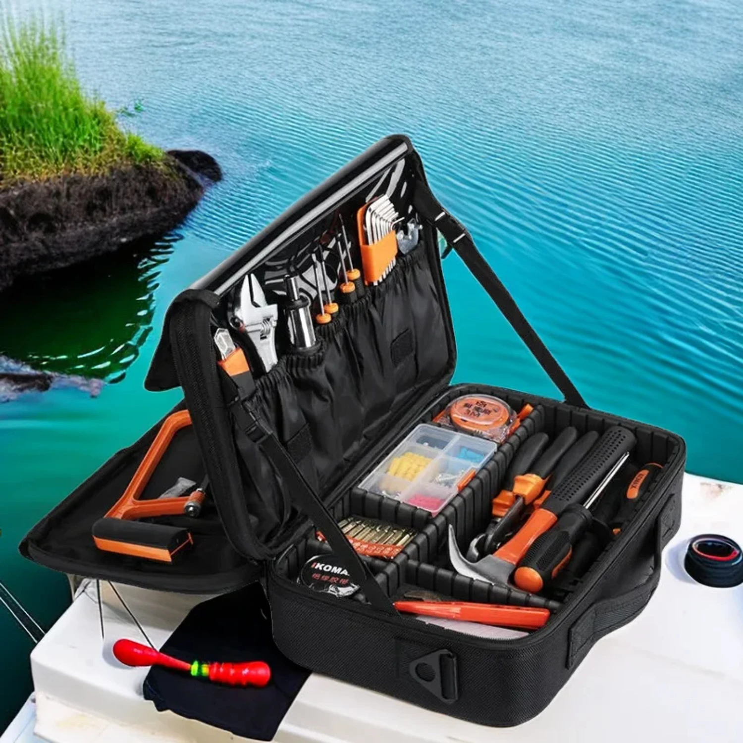 

Large Fishing Tackle Tool Multi- Fishing Reel Waterproof Oxford Cloth Fishing Lure Case