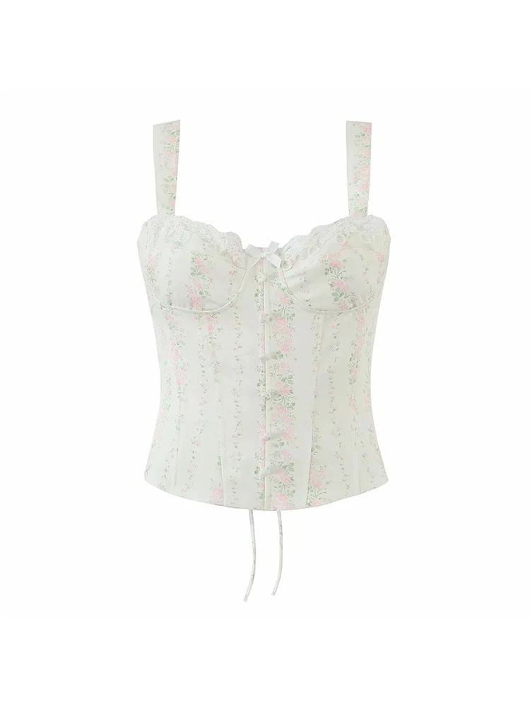 Women's New Fashion Sleeveless Sweet Floral Camisole Top Women 2 Pieces Bodycon Skirt Sets Two Piece Set Women Outfit