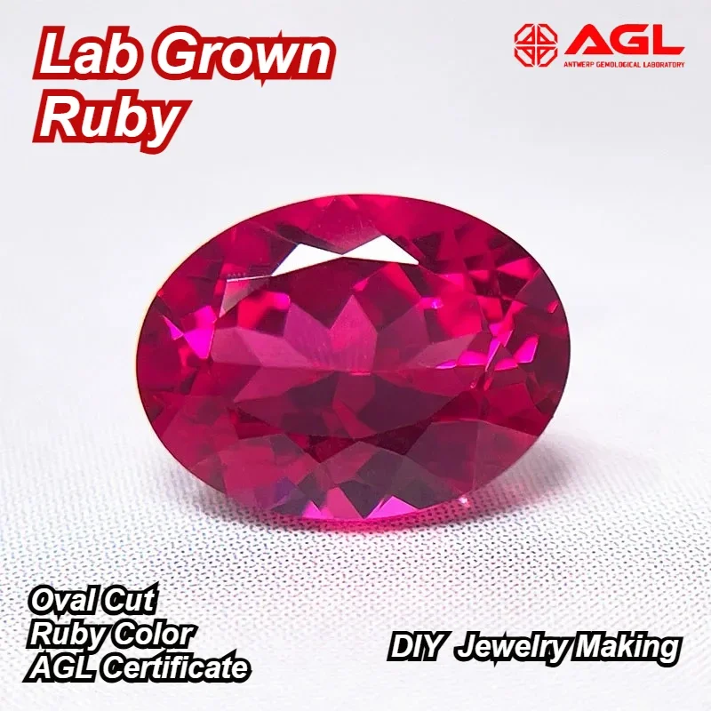 

Lab Grown Ruby Oval Cut Ruby Color Top Quality DIY Charms Ring Necklace Earrings Main Materials Selectable AGL Certificate