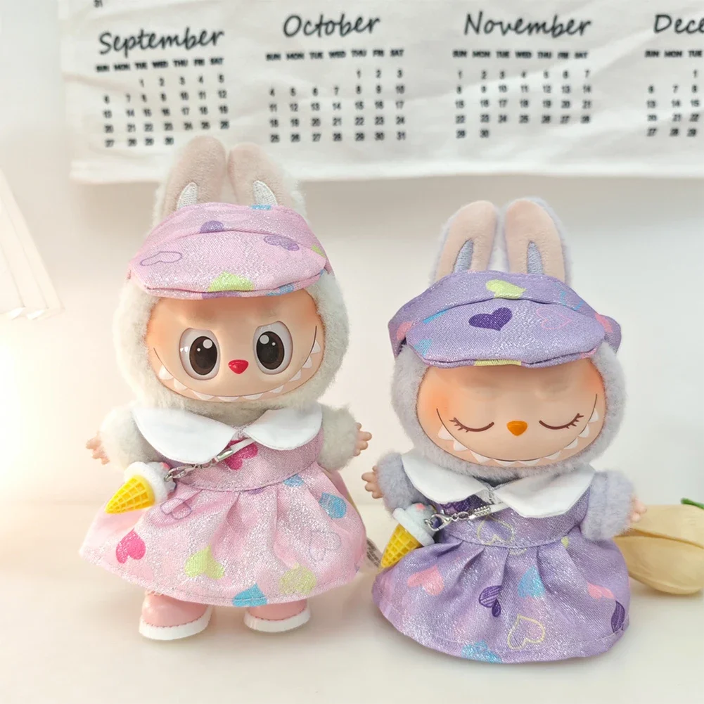 15-17 センチメートル Ropa Labubu ベビー服イチゴシェフ服色の愛スカート春服 Labubu 布アクセサリー