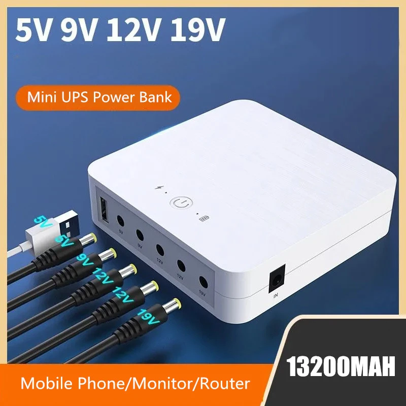 Mini UPS Battery 12V 9V 5V 15V 24V 13200MAH/28.86WH for Router/monitor/cellphone/LED lights/Sound UPS Power Bank