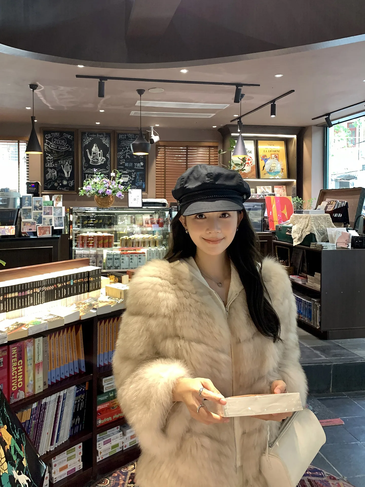 

Linlin Fur Whole Skin Ba Hair adient Coloring Proc Женское пальто Тепло Универсальное длинное свековое V-Ne Прямой подол