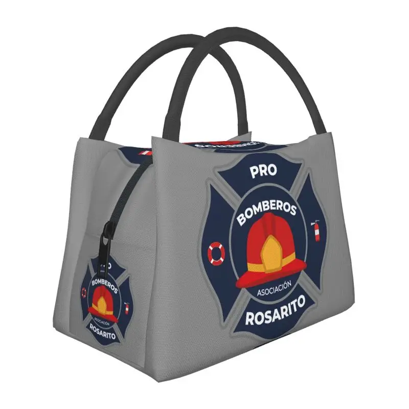 

Bomberos Firefighter Insulated Lunch Bags for Women Resuable Fireman Fire Rescue Cooler Thermal Bento Box Beach Camping Travel