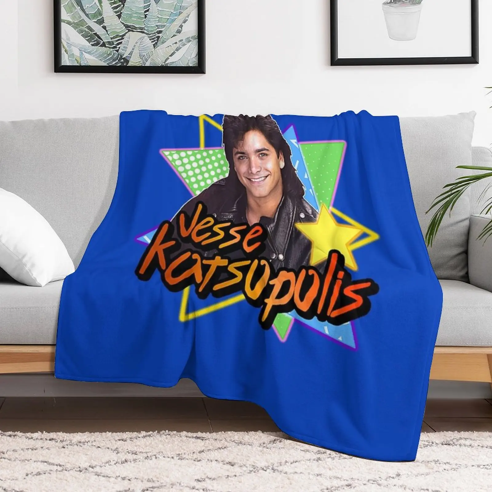 Uncle Jesse Katsopolis Full House 90s Tribute Throw Blanket Shaggy Cute Softest Blankets