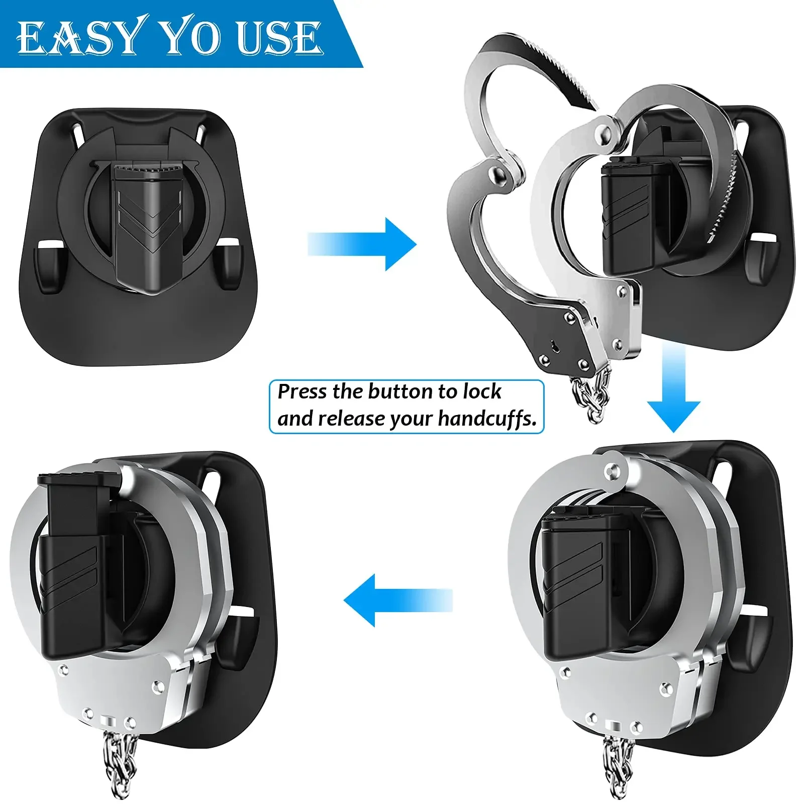 

Профессиональный держатель наручников на ремне — быстросъемная кобура для навесных/цепных манжет с цепочкой, футляр с полимерным зажимом (безопасность/паратол)