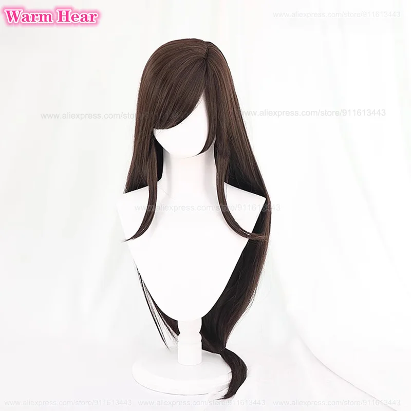 In Stock Anime Tifa Lockhart Cosplay Wig 90cm Black Brown Long Straight Wig Tifa Earrings Heat Resistant Hair Halloween New Wigs