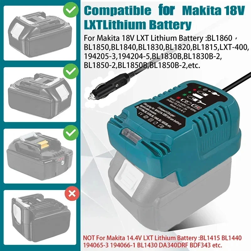 Tool Parts Accessories For Makita 18V Lithium Ion Battery For LXT BL1830 BL1815 Car Charger Cigarette Lighter Plug DC18RC DC18RF