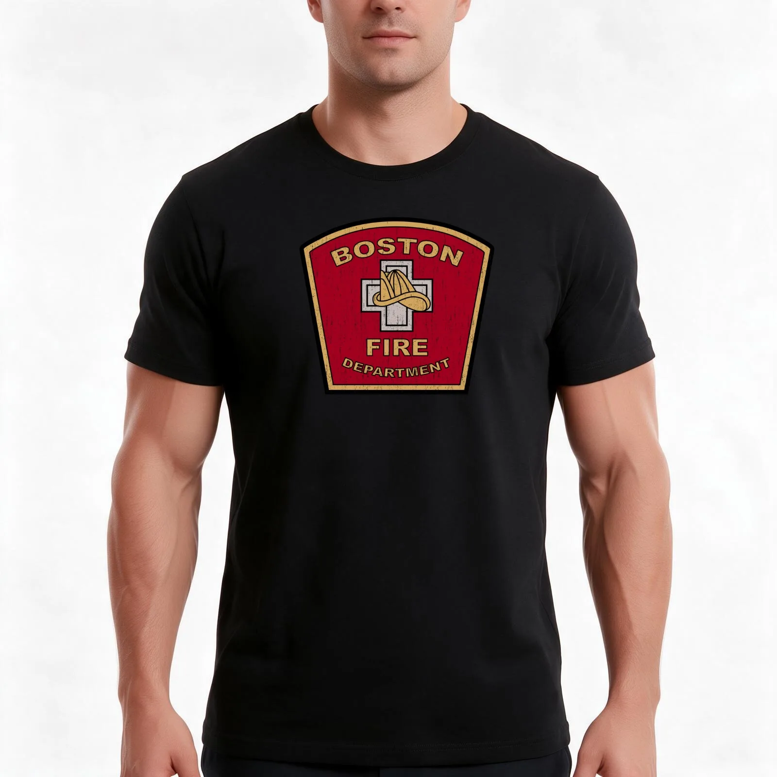 Boston Fire Department T-Shirt, Summer Casual Cotton Tee, Oversized Streetwear Tops, Vintage Graphic Print, Unisex Men Women
