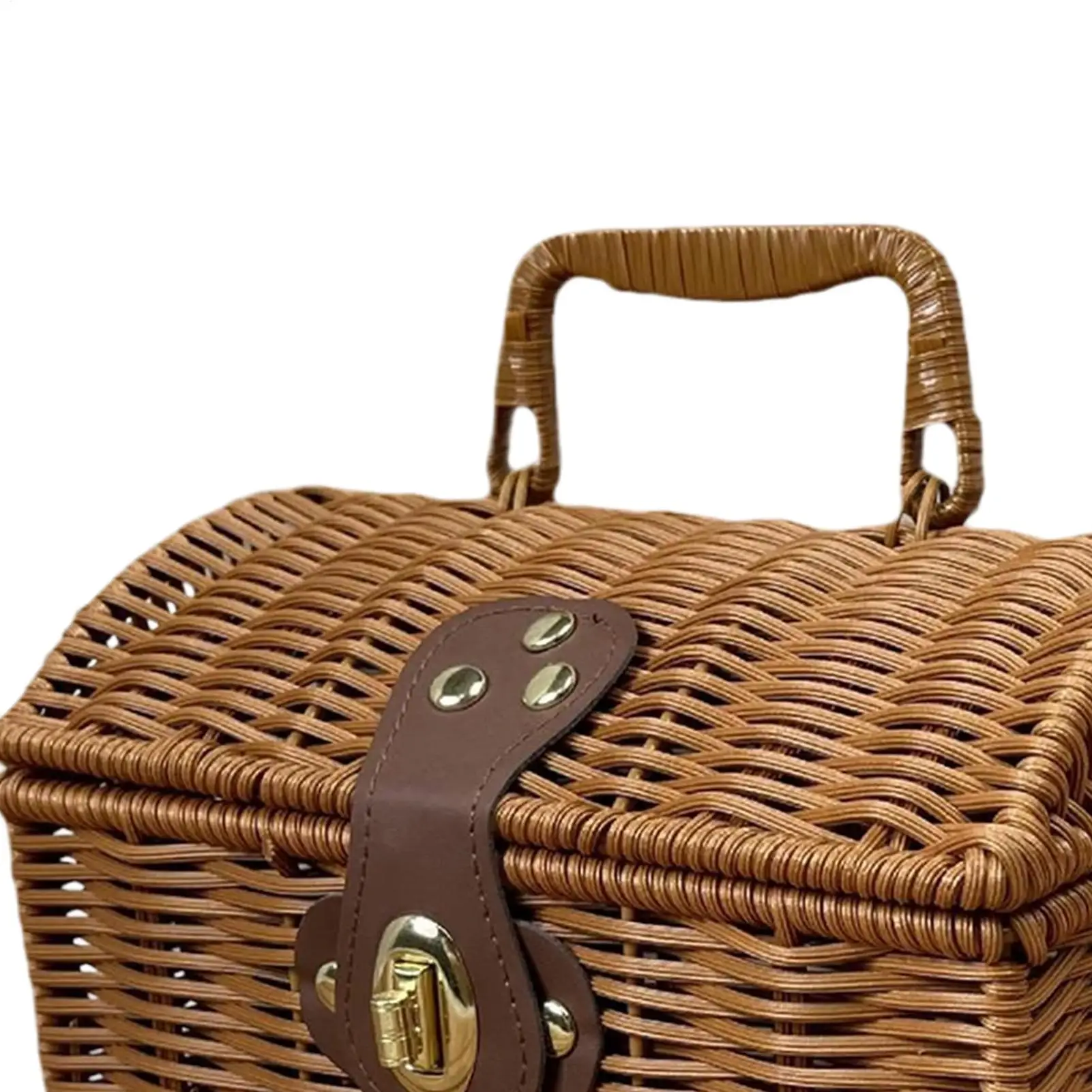 Picnic Basket With Handle Vintage Woven Food Carrier Picnic Bread Basket For Easter Holiday Engagement Wedding Thanksgiving