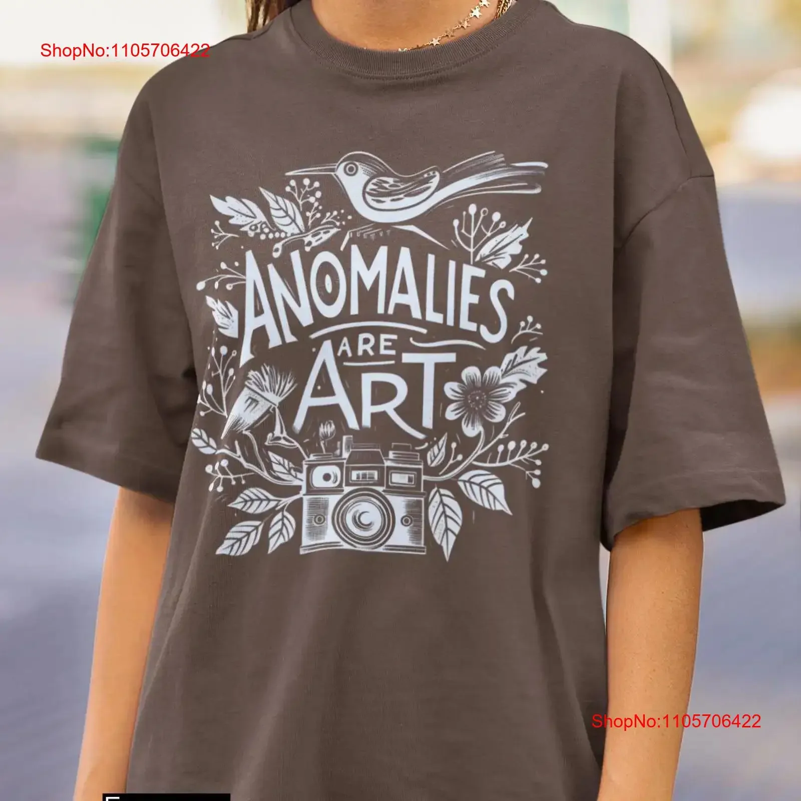 Unique T Shirt Anomalies Are ArT Artistic Bird and Camera Design Trendy Casual Wear Nature Inspired Cool Top vintage Washed