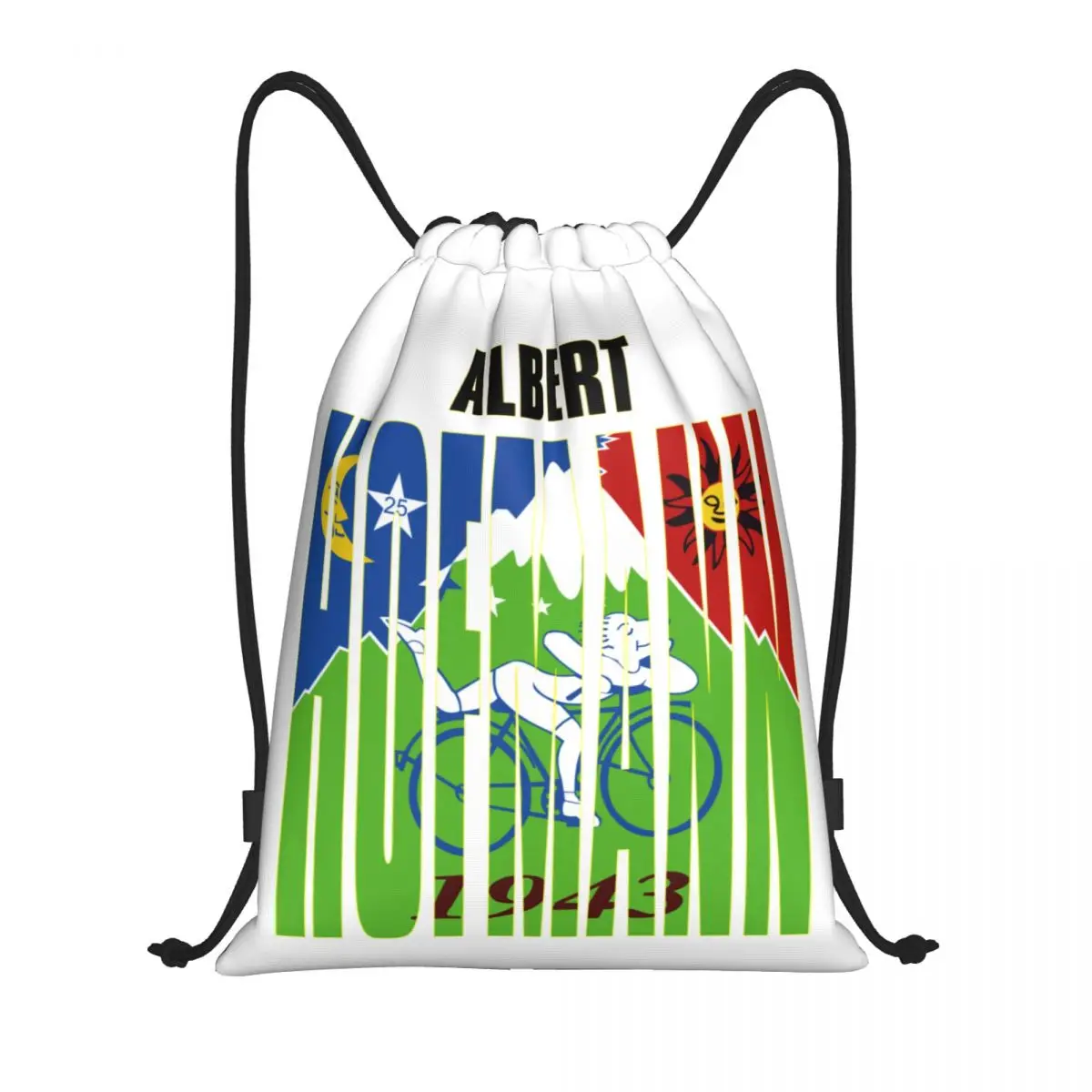 Custom Albert Hofmann Bicycle Day LSD 1943 Drawstring Backpack Bags Men Women Lightweight Gym Sports Sackpack Sacks for Yoga