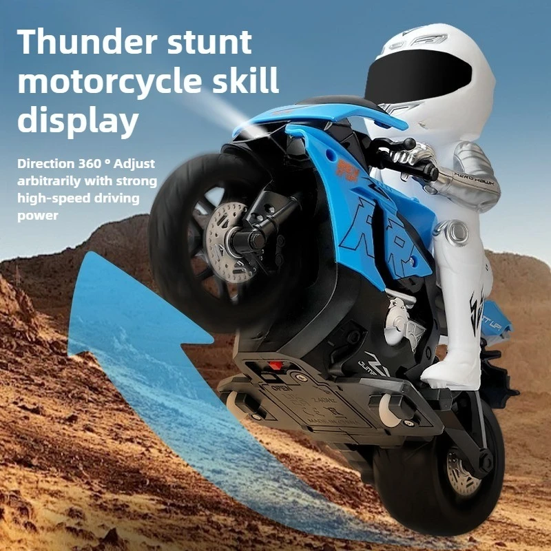 RC Car High Speed Stunt Off-road Metal Motorcycle Electric Remote Control Model Drift Motorcycle with Light Sound Toy Gift