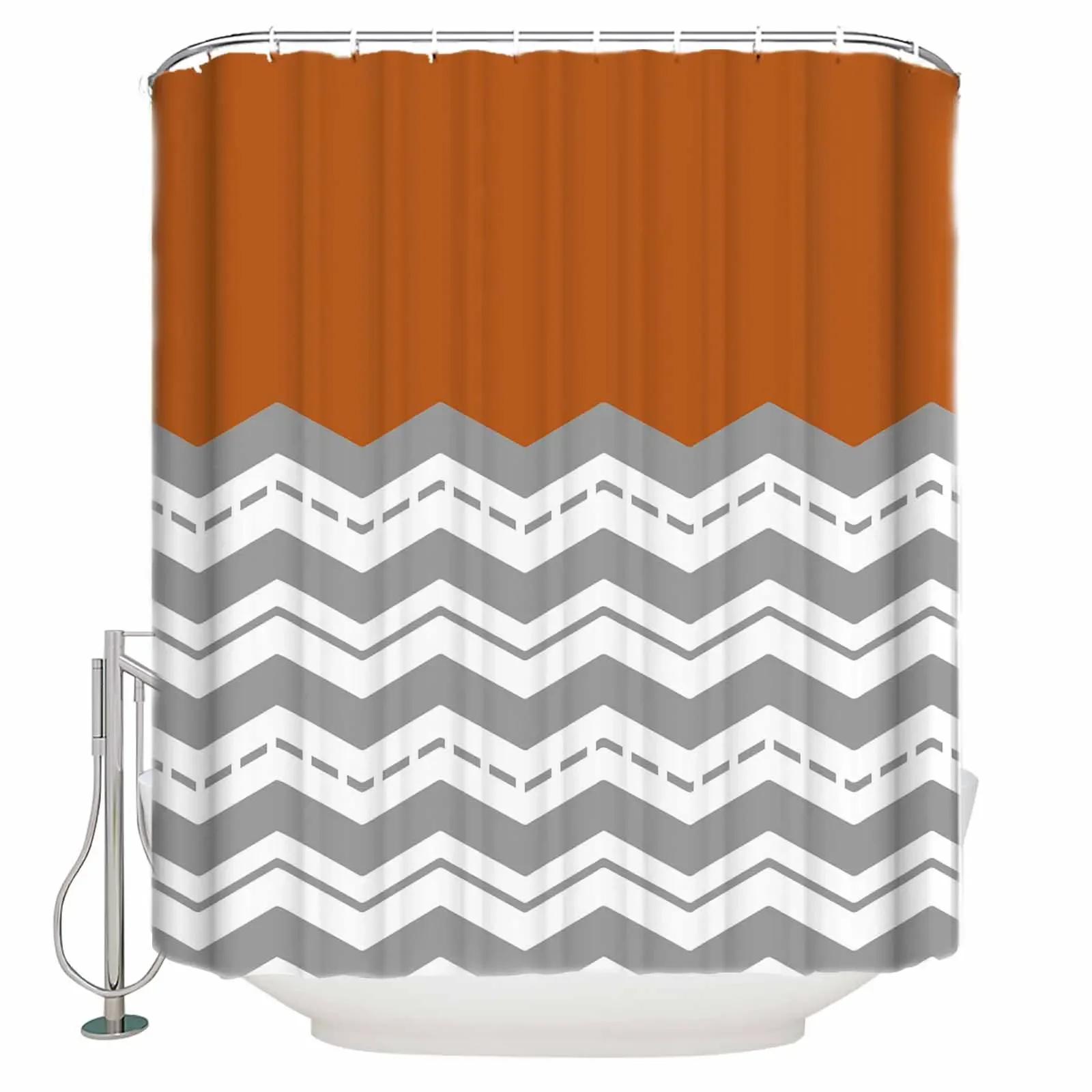 

Простые оранжево-серые волнистые занавески для душа, водонепроницаемые занавески для ванной, домашний декор, современная роскошная занавеска для ванной комнаты