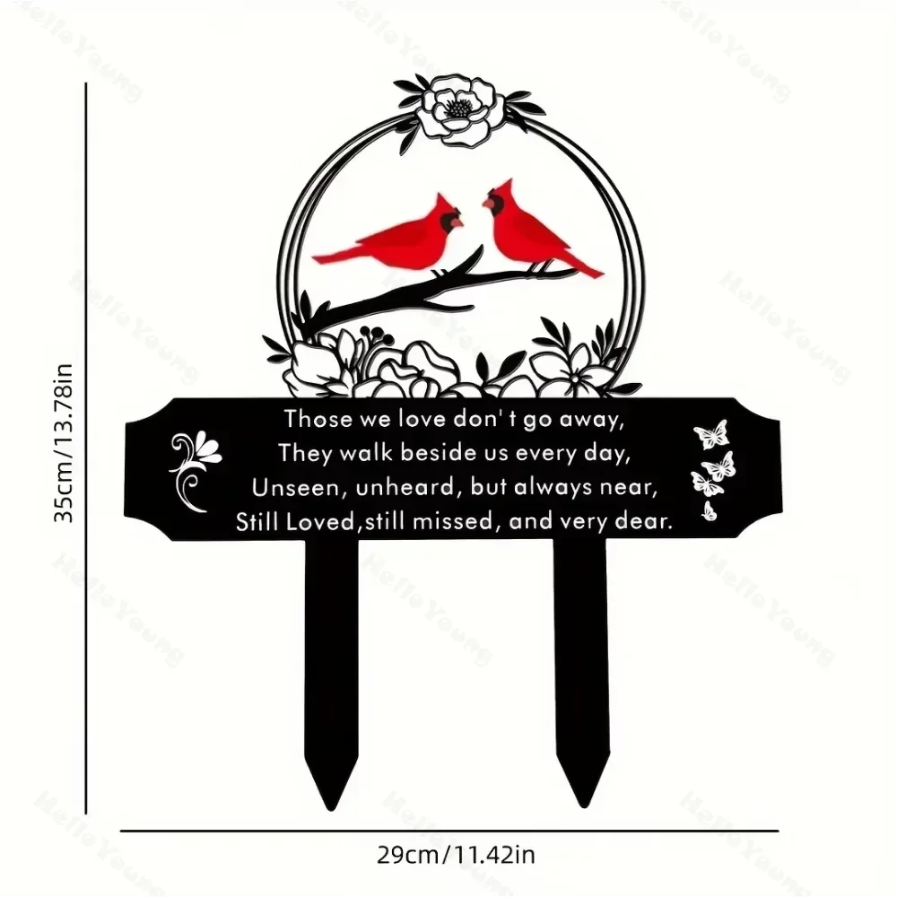 Splendid 1pc Memorial Plaque Stake:The Cardinal Birds Garden Stake for Cemetery Adornment a Insert Sign to Pay Tribute to Family