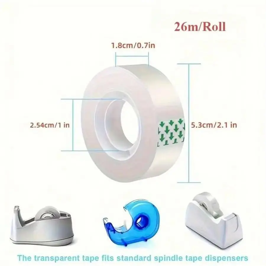 6/12 Pcs Clear Adhesive Tape Rolls Premium  Transparent Tape Refills Rolls Ideal for Gift Wrapping, Packaging, Arts Crafts