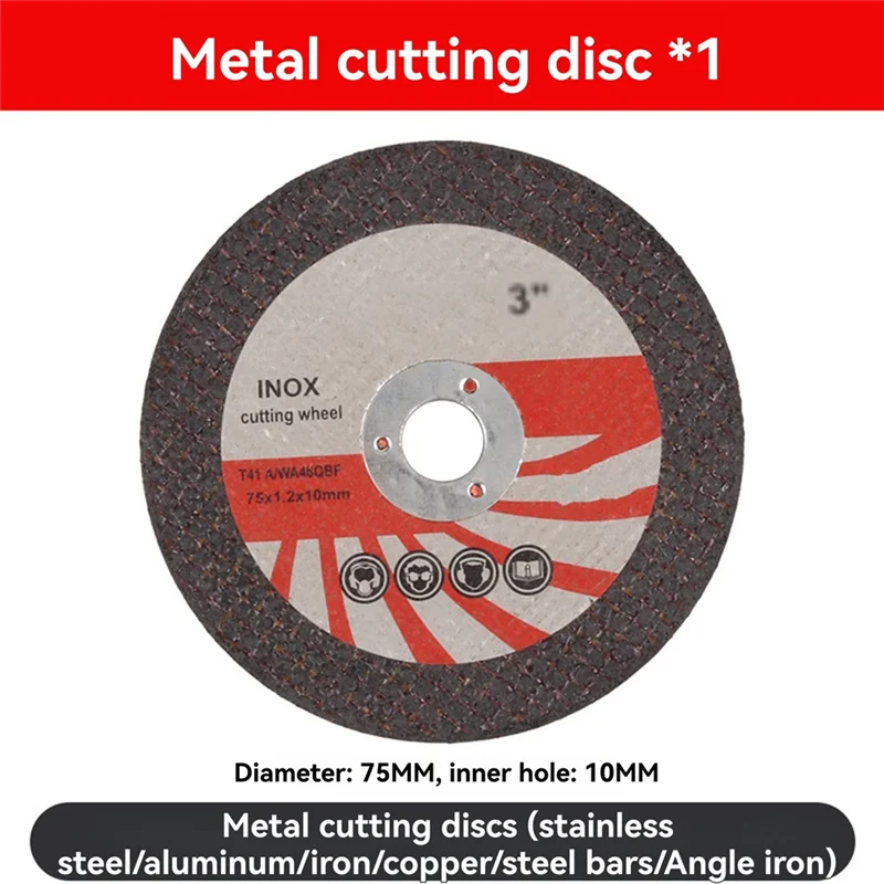 

ABFU-6Pcs 75Mm Cutting Disc Kit For 10Mm Bore Angle Grinder Metal Circular Saw Blade Flat Flap Grinding Wheel Sanding Pads