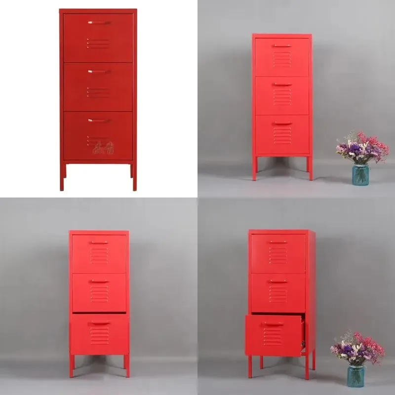 Wholesale 3 Layer Metal Drawer Lockers Household Furniture with Iron Feet for Bathroom Hotel Bedroom Workshop